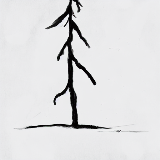 AI image generated of A black and white drawing of a tree.